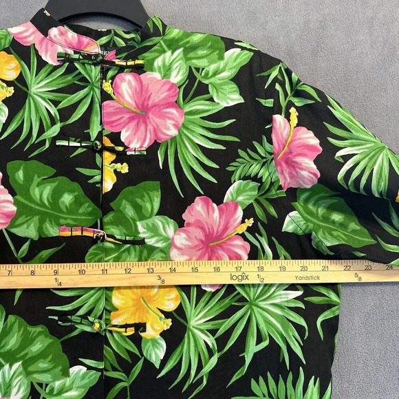 VTG Lauren Ralph Lauren 100% Linen Hawaiian Top Frog Closure Womens Size M Tunic - Picture 4 of 7